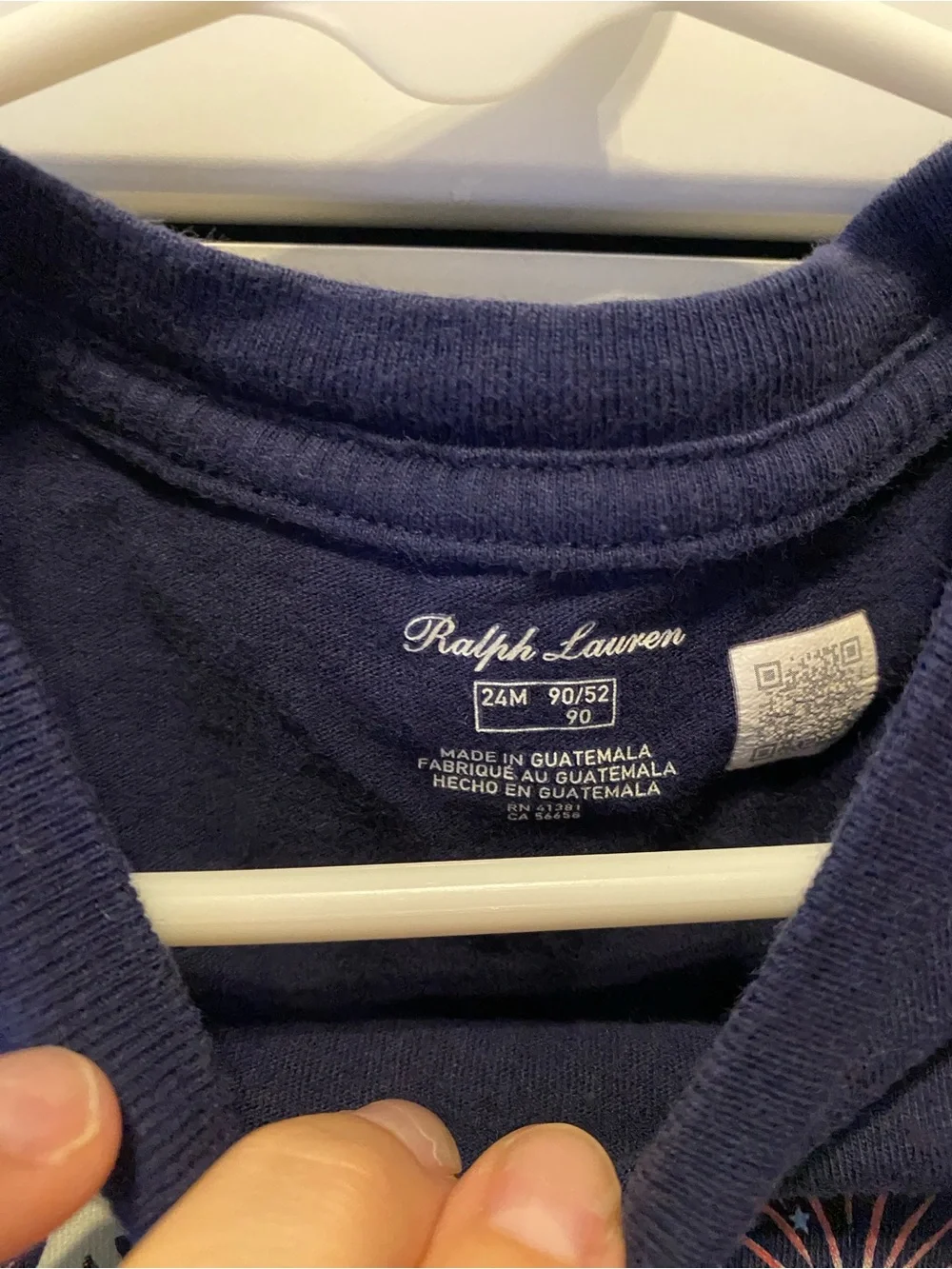 Ralph Lauren Navy Short-Sleeve Polo Bear Tee / Size 24m / GUC
